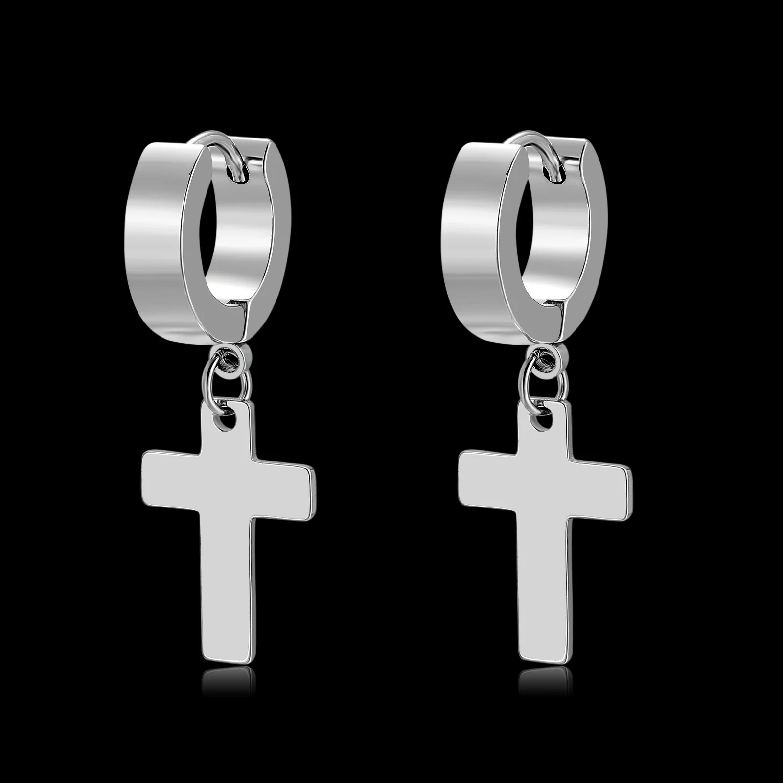 CROSS HANGER EARRINGS. - SILVER - Image 3